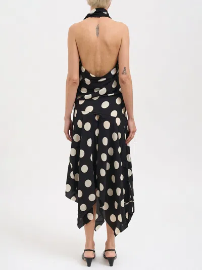 Junya Watanabe Polka Dot Halter Midi Dress Asymmetric Lace In Multi