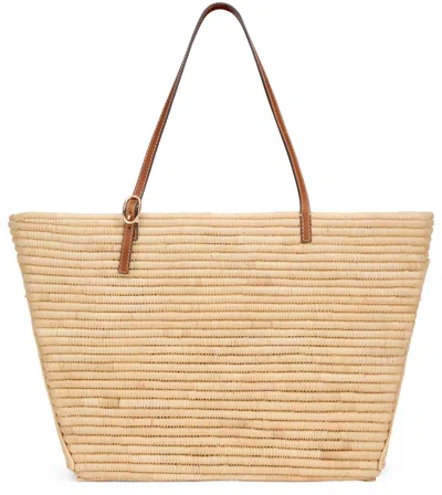Tory Burch Ella Structured Straw Large Tote Bag Natural In Nude
