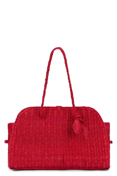 Jacquemus Medium Le Turismo Raffia Shoulder Bag In Red