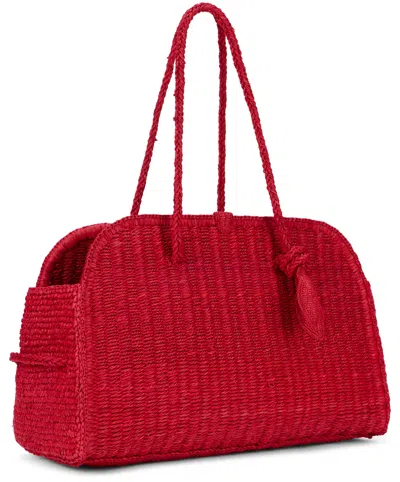 Jacquemus Medium Le Turismo Raffia Shoulder Bag In Red