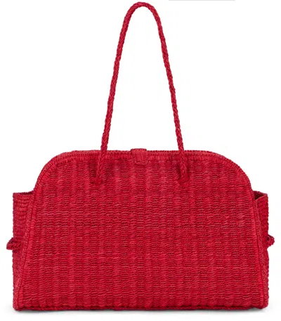 Jacquemus Medium Le Turismo Raffia Shoulder Bag In Red