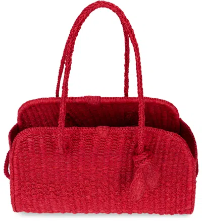 Jacquemus Medium Le Turismo Raffia Shoulder Bag In Red