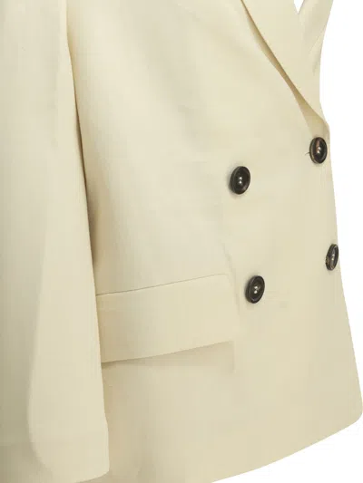 Brunello Cucinelli Double-breasted Buttoned Blazer In White