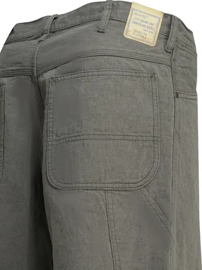 Beams Plus Painter Grey Cotton Linen Work Pants In Multi