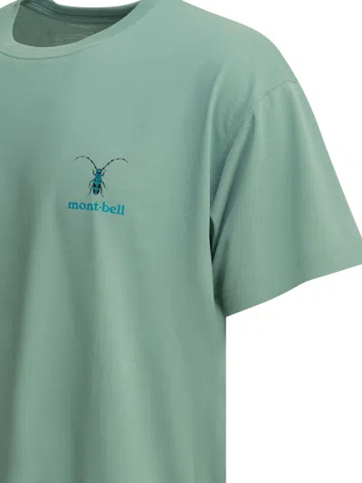 Montbell Light Blue Polyester T-shirt In Green