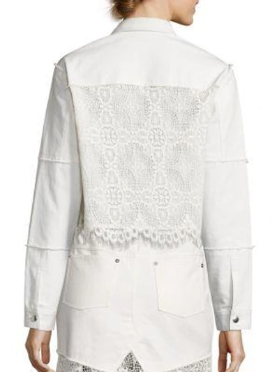 Shop Mcq By Alexander Mcqueen Hybrid Lace Bomber Jacket In Ivory