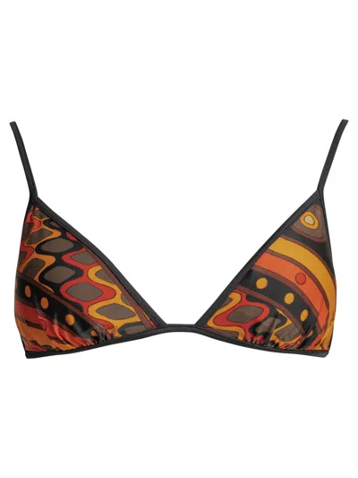 Pucci Vivara Triangle Bikini Top Patterned Design In Black