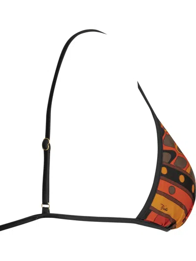 Pucci Vivara Triangle Bikini Top Patterned Design In Black
