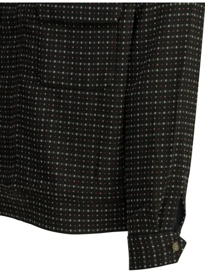 Needles Dobby Square Black Rayon Polyester Lightweight Jacket In Black