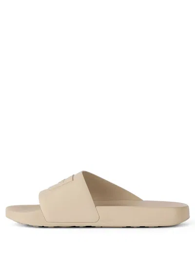 Givenchy Rubber Slide Mules Flat Open Toe Label In Brown