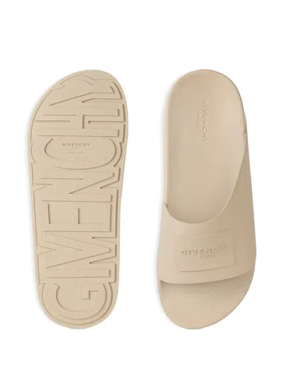 Givenchy Rubber Slide Mules Flat Open Toe Label In Brown