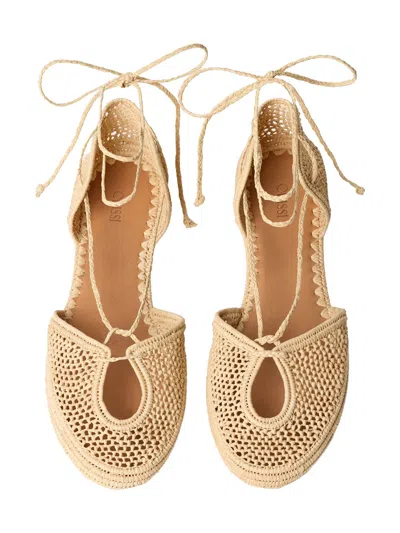 Odissi Lima Rafia Espadrilles In Gold