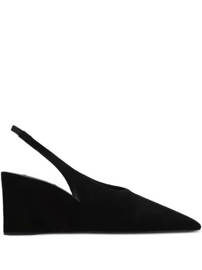 Alaïa Alaia Black Suede Open-back Wedge Shoe In Animal Print