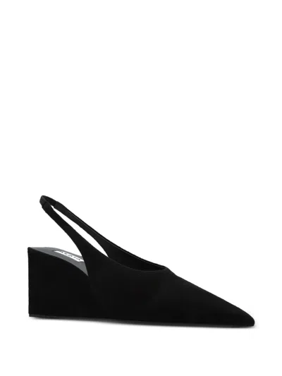 Alaïa Alaia Black Suede Open-back Wedge Shoe In Animal Print
