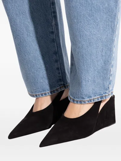 Alaïa Alaia Black Suede Open-back Wedge Shoe In Animal Print