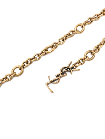 Saint Laurent Cassandre Chain Belt In Gray