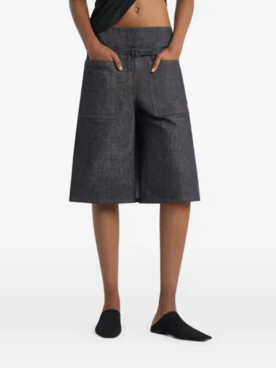 Courrèges Denim Back Panel Shorts In Gray