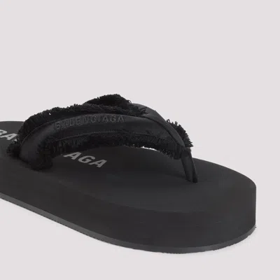 Balenciaga Fringed Strap Logo Embroidered Sandals For Women In Animal Print