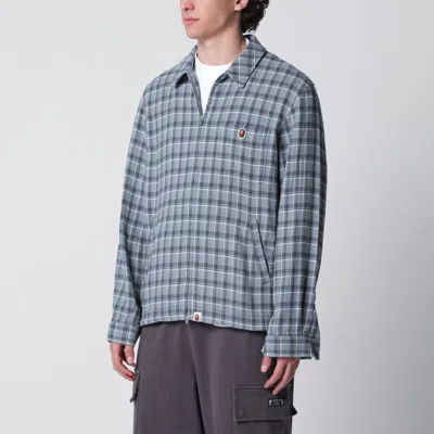 Bape Jacket Long Sleeves Checked Pattern Design In Blue