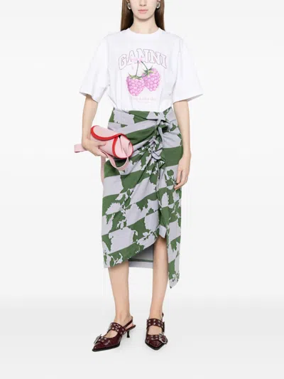 Ganni Raspberry T-shirt -  - Cotton - White In White