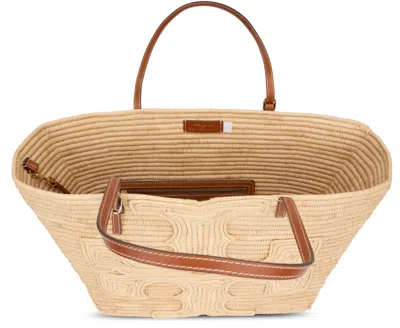 Tory Burch Ella Structured Straw Large Tote Bag Natural In Nude
