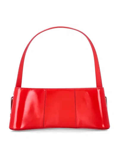 Coperni Cylindrical Structured Glossy Leather Shoulder Bag In Red