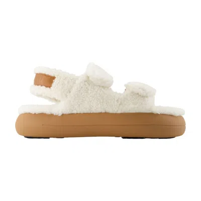 Moon Boot Platform Sandals Double Straps Shearling Upper In White