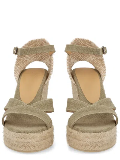 Castaã±er Green Solid Bruna Wedges In Green