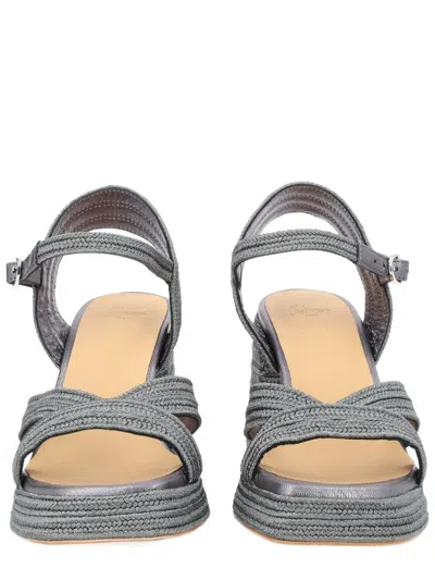Castaã±er Silver Textured Valley Sandals In Silver