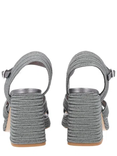 Castaã±er Silver Textured Valley Sandals In Silver