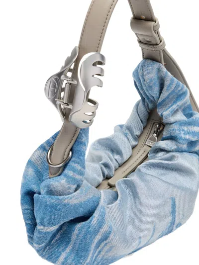 Diesel Blue Cotton Polyester Polyurethane Thermoplastic Polyurethanes Shoulder Bag In Blue