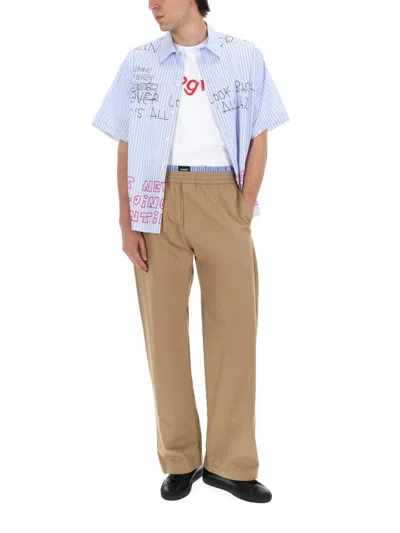 Msgm Pantalone In Cotone Con Doppio Elastico In Blue