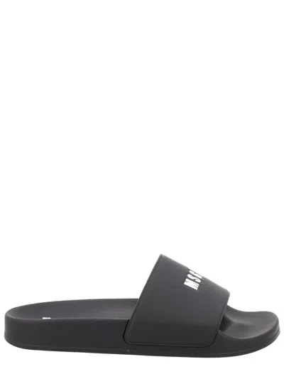 Msgm Slide Con Logo In Black