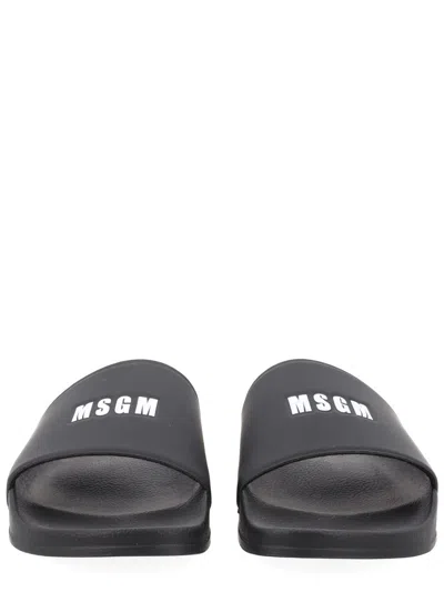 Msgm Slide Con Logo In Black