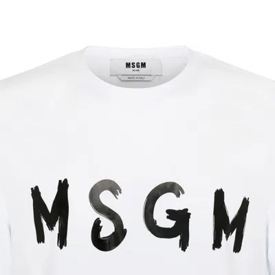 Msgm Cotton T-shirt With Front Printed Logo In White
