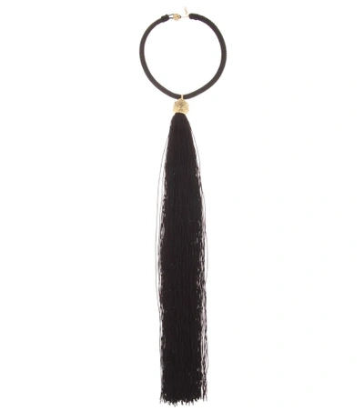 Saint Laurent Loulou Long Tassel Collar Necklace, Black