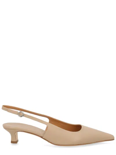 Aeyde Pointed Toe Slingback Smooth Leather Pumps In White