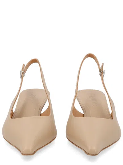 Aeyde Pointed Toe Slingback Smooth Leather Pumps In White