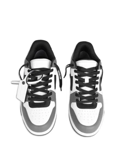 Off-white Out Of Office Grey Low Top Sneakers With Logo Patch On The Tongue And Contrasting Stitching In Leath In Multi
