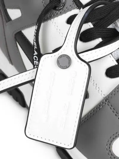 Off-white Out Of Office Grey Low Top Sneakers With Logo Patch On The Tongue And Contrasting Stitching In Leath In Multi