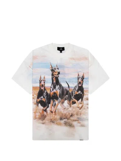 Represent T Shirt Western Doberman Graphic Crew Neck In White