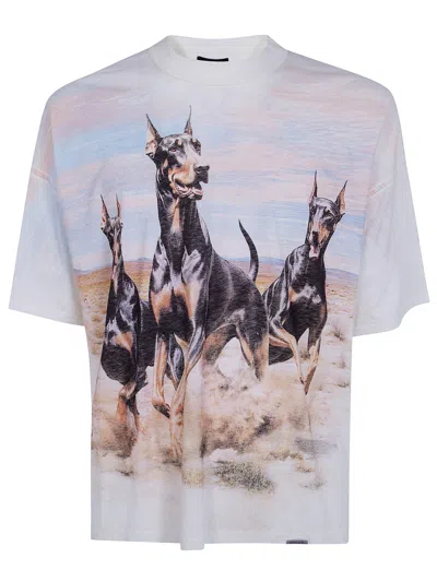 Represent T Shirt Western Doberman Graphic Crew Neck In White