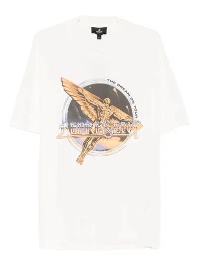 Represent White Crew Neck T-shirt With Graphic Print On Front And Back In Cotton Man In White