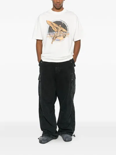 Represent White Crew Neck T-shirt With Graphic Print On Front And Back In Cotton Man In White