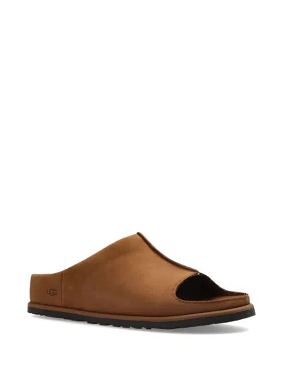 Ugg Brown Solid Slides In Brown