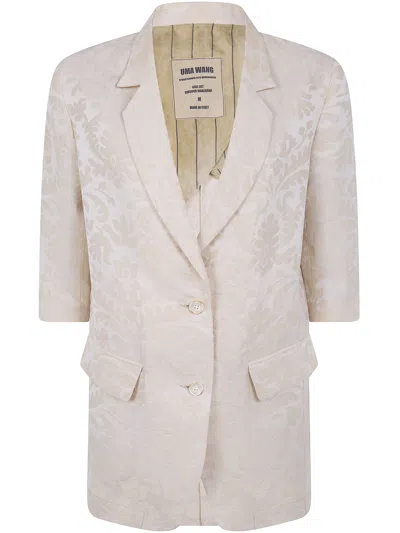 Uma Wang Damask-pattern Linen Jacket In White