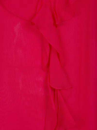 Blugirl Ruffled Silk Top In Red