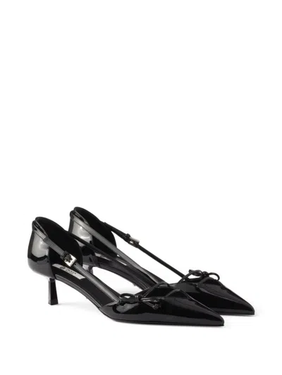 Prada Open-side Leather Pumps In Black