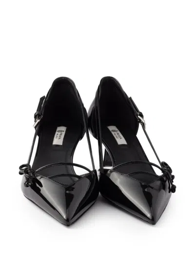 Prada Open-side Leather Pumps In Black