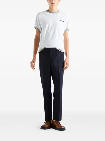 Prada Light Grey Cotton T-shirt In Gray